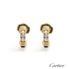 Cartier 18k Yellow Gold Diamond and Sapphire Hoop Earrings